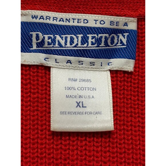Vintage Pendleton Womens Sleeveless Holiday Size XL Christmas Cardigan & Pin Red - Picture 5 of 6